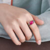 S925 Silver Red Corundum Vintage Open Ring