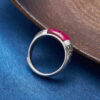 S925 Silver Red Corundum Vintage Open Ring