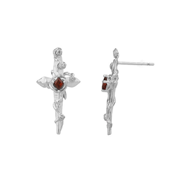 S925 Sterling Silver Inlaid Zircon Irregular Cross Stud Earrings