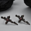 S925 Sterling Silver Inlaid Zircon Irregular Cross Stud Earrings