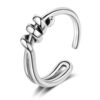 S925 Sterling Silver Vintage Rope Knotted Open Ring