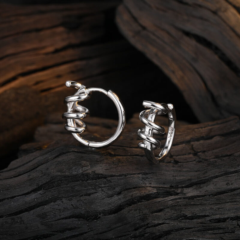 S925 Sterling Silver Wire Wrap Hoop Earrings