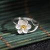 Original S925 Sterling Silver Daffodils Open Ring