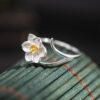 Original S925 Sterling Silver Daffodils Open Ring