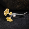 Original S925 Sterling Silver Pearl Ginkgo Leaf Brooch