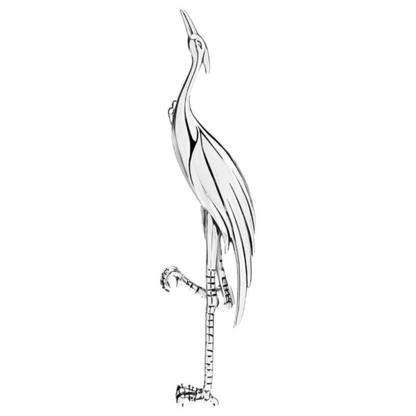 S925 Sterling Silver Original Design Red-crowned Crane Brooch