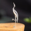 S925 Sterling Silver Original Design Red-crowned Crane Brooch