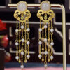 S925 Silver Inlaid Hetian Jade Pearl Tassel Earrings