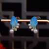 S925 Silver Inlaid Pearl Enamel Wave Stud Earrings