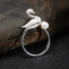 S925 Silver Original Design Pearl Swan Open Ring