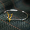 S925 Silver Original Design Simple Deer Antler Bracelet