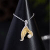 S925 Silver Original Freshwater Pearl Fish Tail Necklace