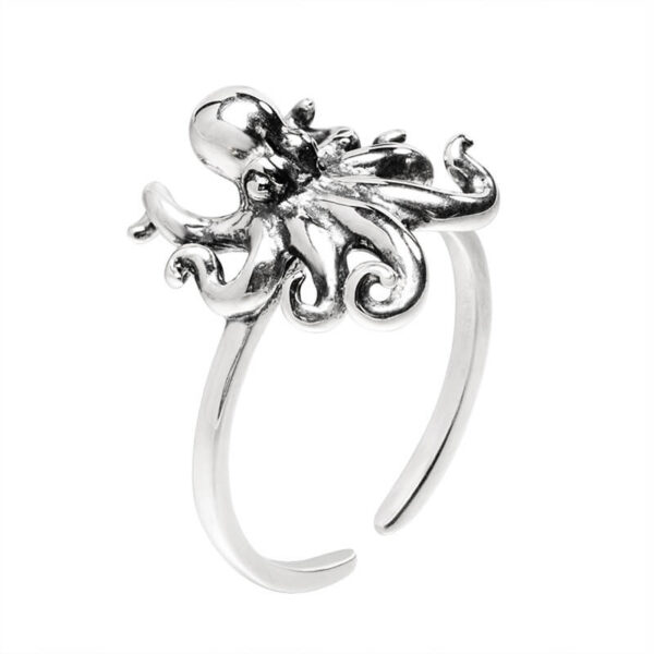 S925 Silver Original Punk Style Octopus Open Ring