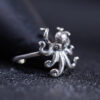 S925 Silver Original Punk Style Octopus Open Ring