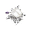 S925 Sterling Silver Butterfly Baroque Pearl Amethyst Open Ring