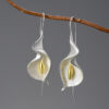 S925 Sterling Silver Calla Lily Ear Hooks