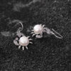 S925 Sterling Silver Freshwater Pearl Retro Crab Earrings