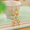 S925 Sterling Silver Gold-plated Freshwater Pearl Vintage Phoenix Flower Hollow Earrings