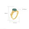 S925 Sterling Silver Gold-plated Inlaid Jade Irregular Retro Open Ring