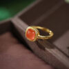 S925 Sterling Silver Gold-plated Inlaid Agate Open Ring