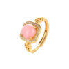 S925 Sterling Silver Gold-plated Inlaid Pink Opal Open Ring