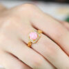 S925 Sterling Silver Gold-plated Inlaid Pink Opal Open Ring