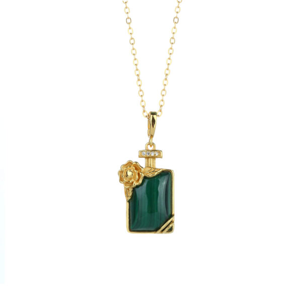 S925 Sterling Silver Gold-plated Malachite Pendant