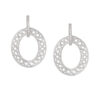 S925 Sterling Silver Inlaid Zircon Geometric Round Frosted Hollow Earrings