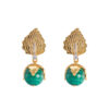 S925 Sterling Silver Malachite French Vintage Inlaid Zircon Stud Earrings