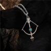 S925 Sterling Silver Turquoise Feather Pendant Necklace