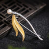 S925 Sterling Silver Simple Pearl Dragonfly Brooch