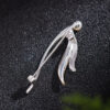 S925 Sterling Silver Simple Pearl Dragonfly Brooch