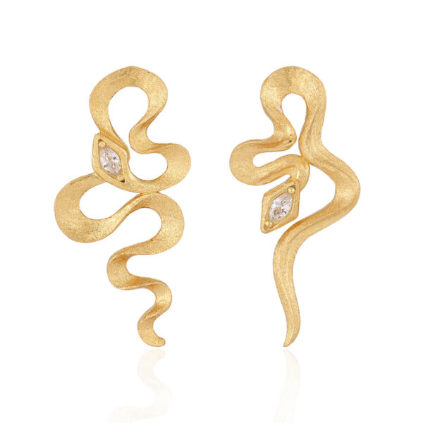 S925 Sterling Silver Snake-shaped Texture Inlaid Zircon Earrings