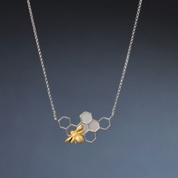 Sterling Silver Original Honeycomb Bee Necklace