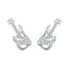 Original S925 Sterling Silver Skeleton Bass Stud Earrings