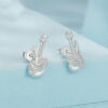 Original S925 Sterling Silver Skeleton Bass Stud Earrings