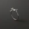 Original Sterling Silver Cute Cat Fish Open Ring