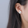 S925 Silver Begonia Pearl Stud Earrings