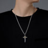 S925 Silver Cross Gold Feather Pendant