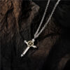 S925 Silver Cross Gold Feather Pendant