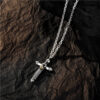 S925 Silver Cross Inlaid Gold Feather Pendant