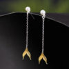 S925 Silver Original Pearl Fishtail Earrings