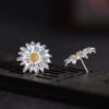 S925 Silver Simple Daisy Stud Earrings