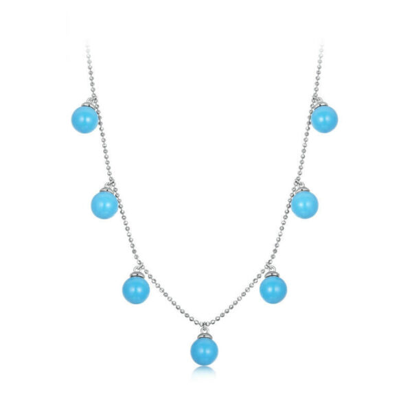 S925 Sterling Silver Blue Turquoise Necklace