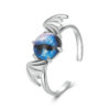 S925 Sterling Silver Original Blue Devil Eye Wings Open Ring