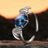 S925 Sterling Silver Original Blue Devil Eye Wings Open Ring