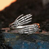 S925 Sterling Silver Original Halloween Skeleton Hand Open Ring