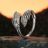 S925 Sterling Silver Original Halloween Skeleton Hand Open Ring