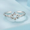 S925 Sterling Silver Original Retro Hexagram Open Ring