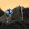 S925 Sterling Silver Original Vintage Blue Devil Eyes Stud Earrings